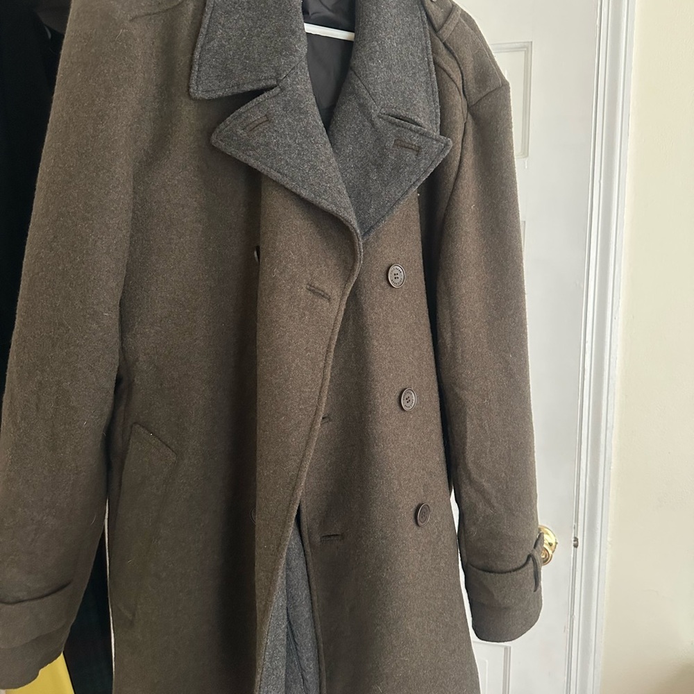 Cole Haan Men's Brown Wool Pea Coat - Picture 3 of 6